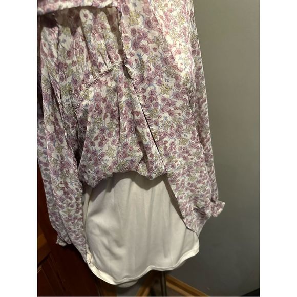 Altard State Womens Bohemian Tunic Dress Empire Waist Semi Sheer Floral Lined M - Picture 4 of 12